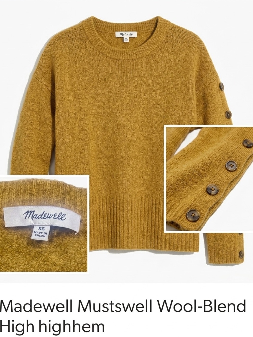 Madewell Mustswell Crewneck Sweater in Mustard Yellow